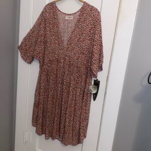 Natural Life Boho dress L/Xl red floral print